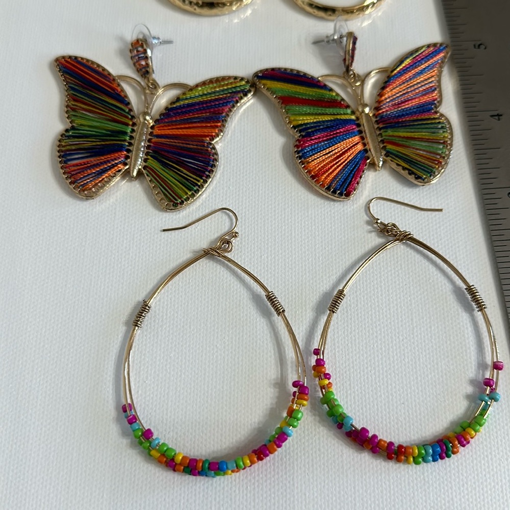 Four pairs pierced earrings, gently worn, need new home, unknown brands